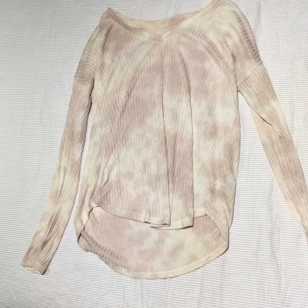 Light Pink Ombre Long Sleeve V-Neck